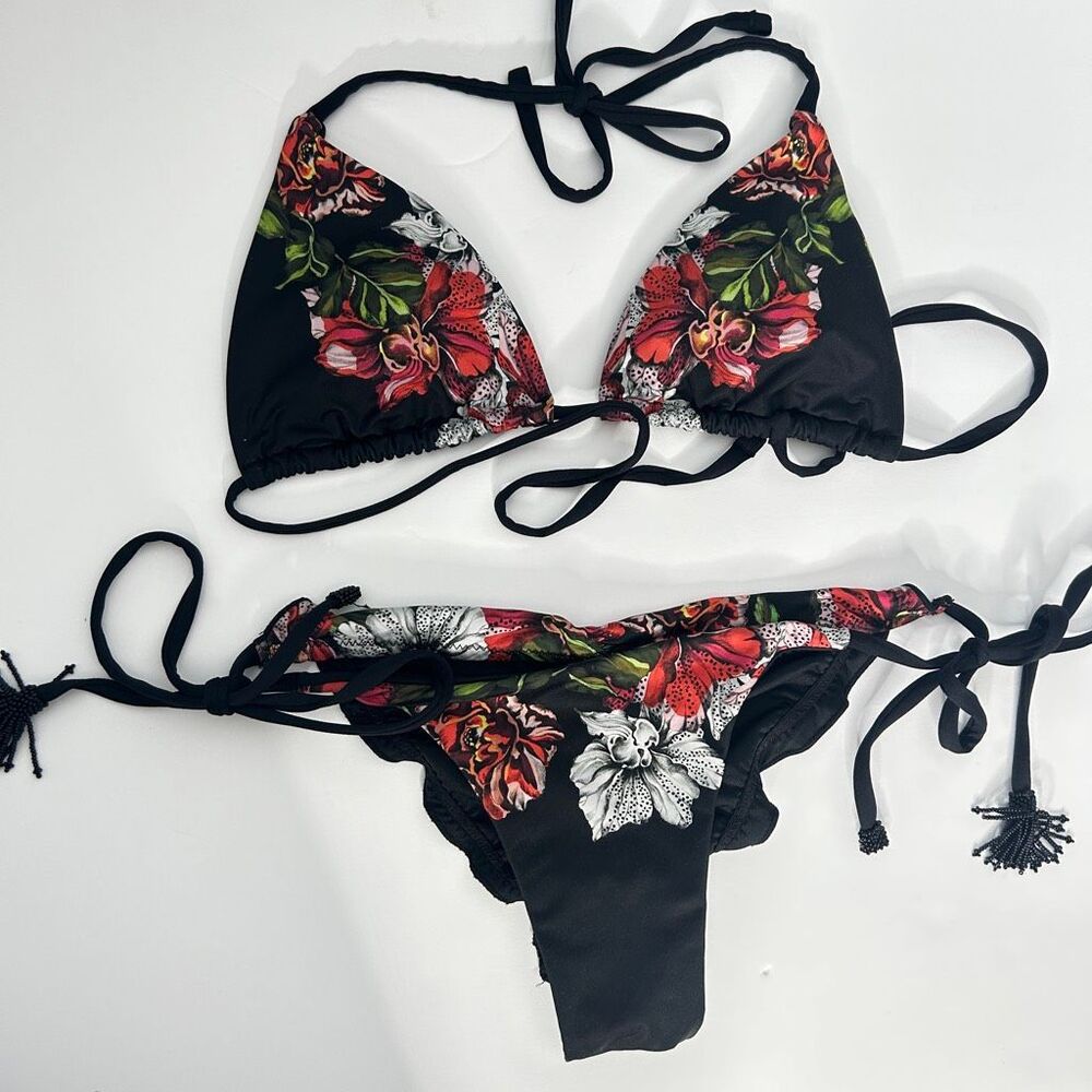 Agua Bendita Floral print Triangle Bikini Swim Set in Large